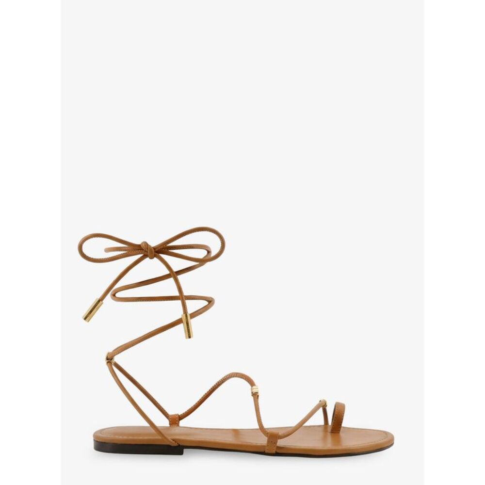 Celine Women Leather Sandals With Metal Triomphe Logo